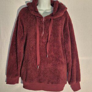 Reach Me Velour hooded jacket, Maroon, in size XL